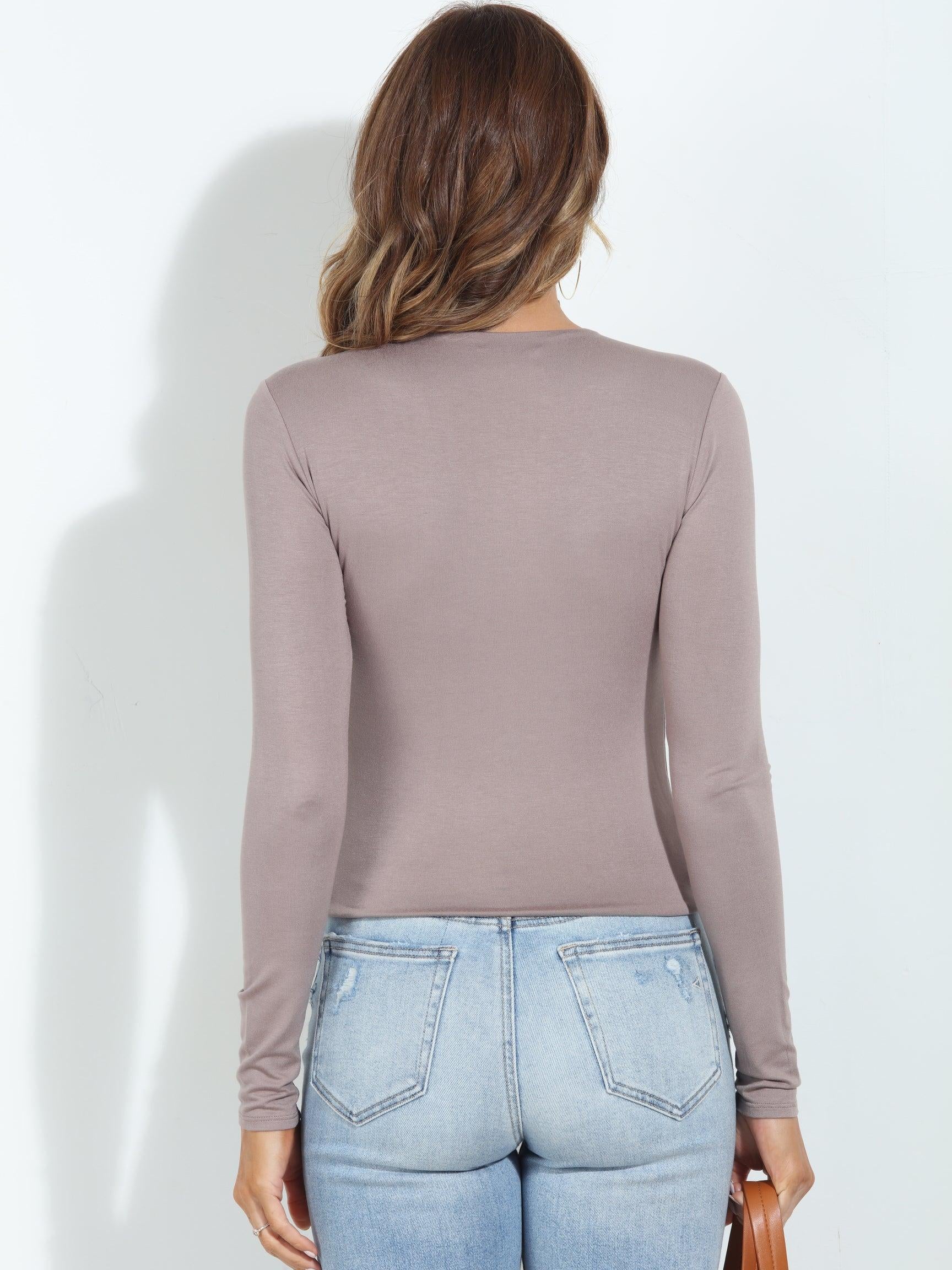 Taupe Lined Crew Neck Top-BEST SELLER