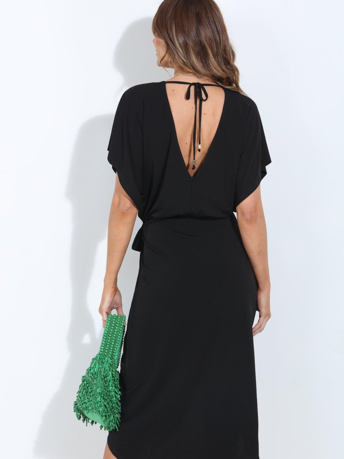 Black Faux Wrap Dress-BEST SELLER