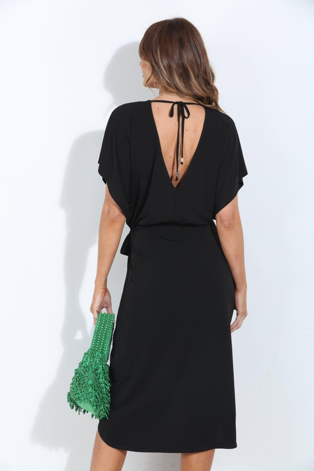 Black Faux Wrap Dress-BEST SELLER