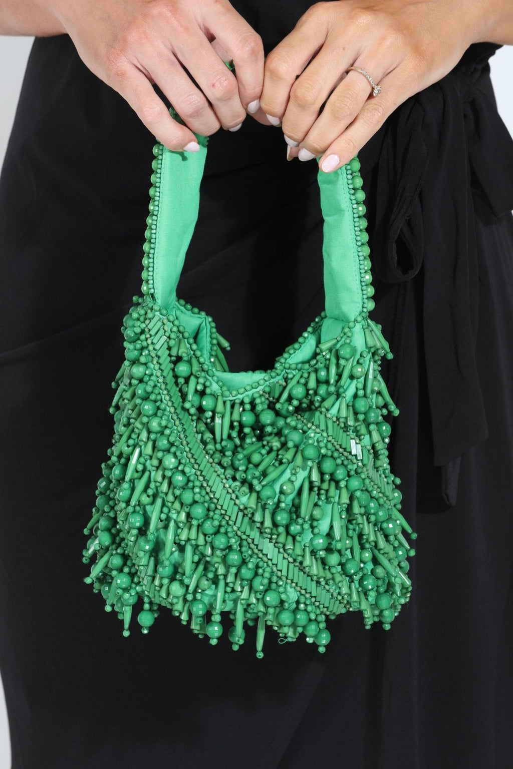 Meera Beaded Boho Bag-Kelly Green-FINAL SALE