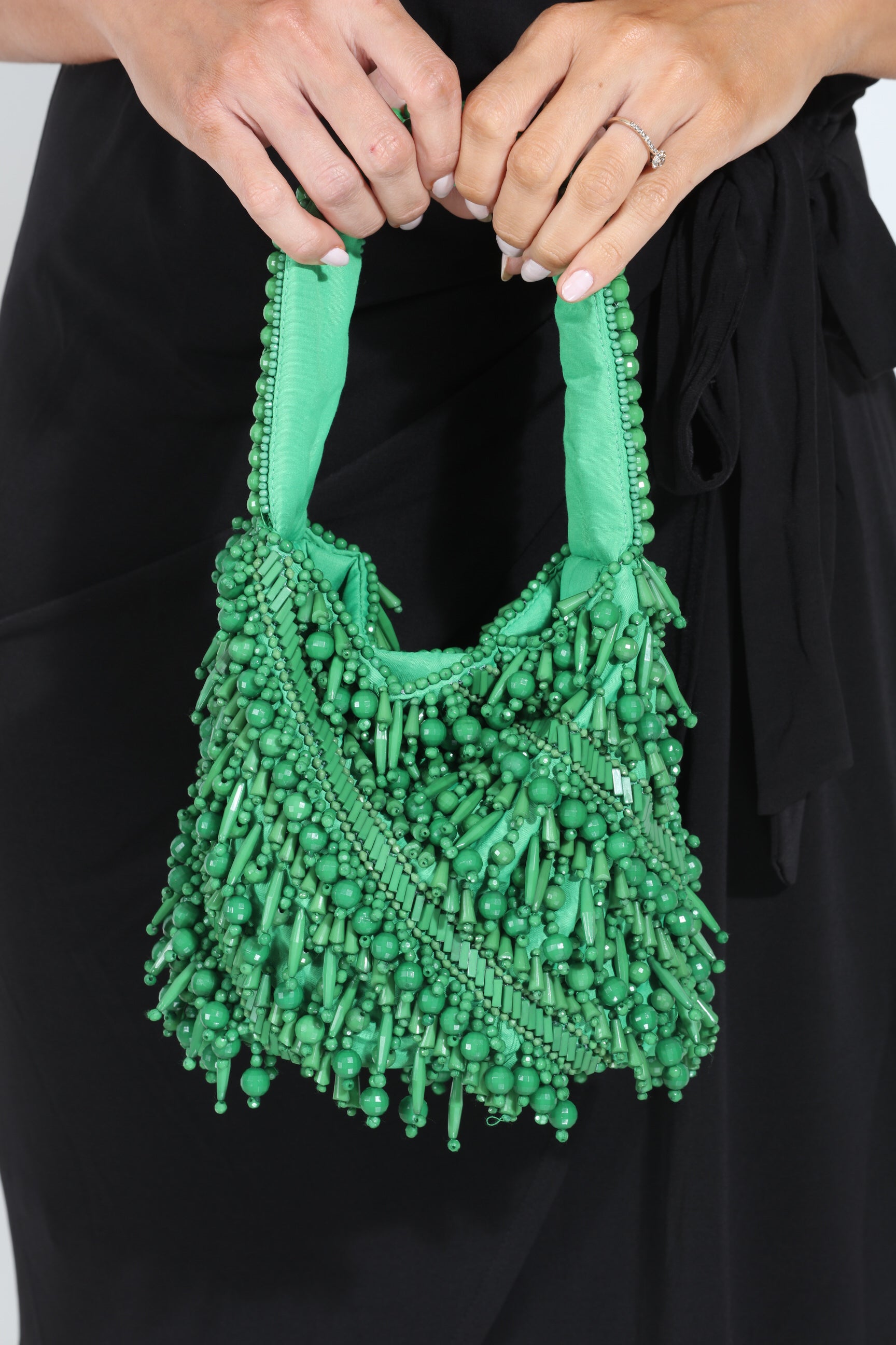 Meera Beaded Boho Bag-Kelly Green
