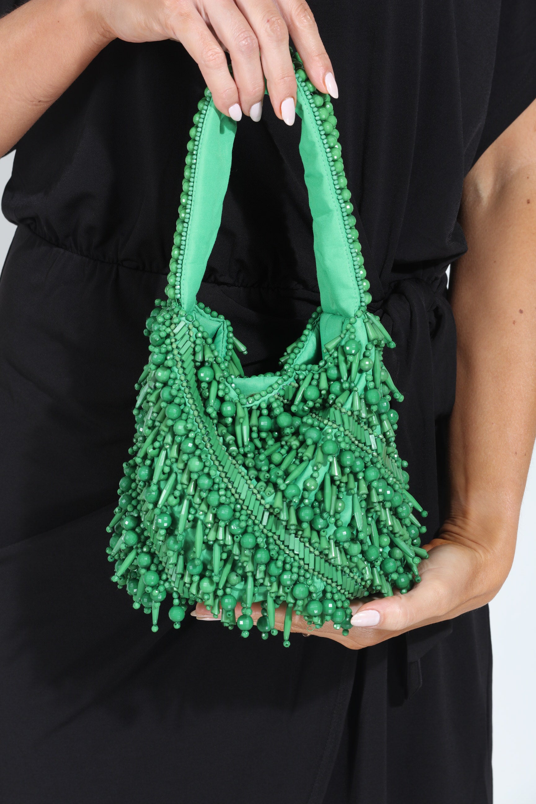 Meera Beaded Boho Bag-Kelly Green