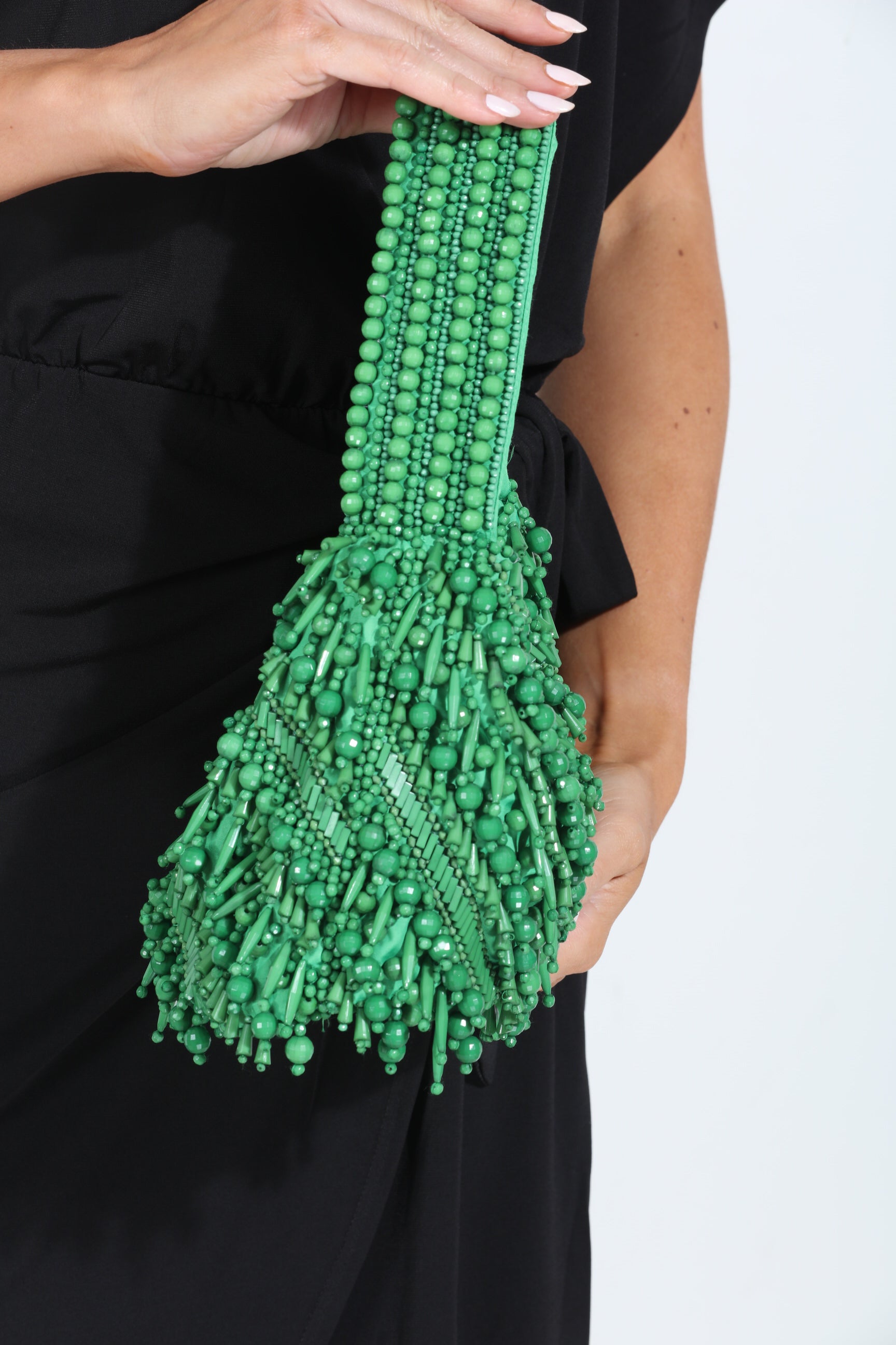Meera Beaded Boho Bag-Kelly Green