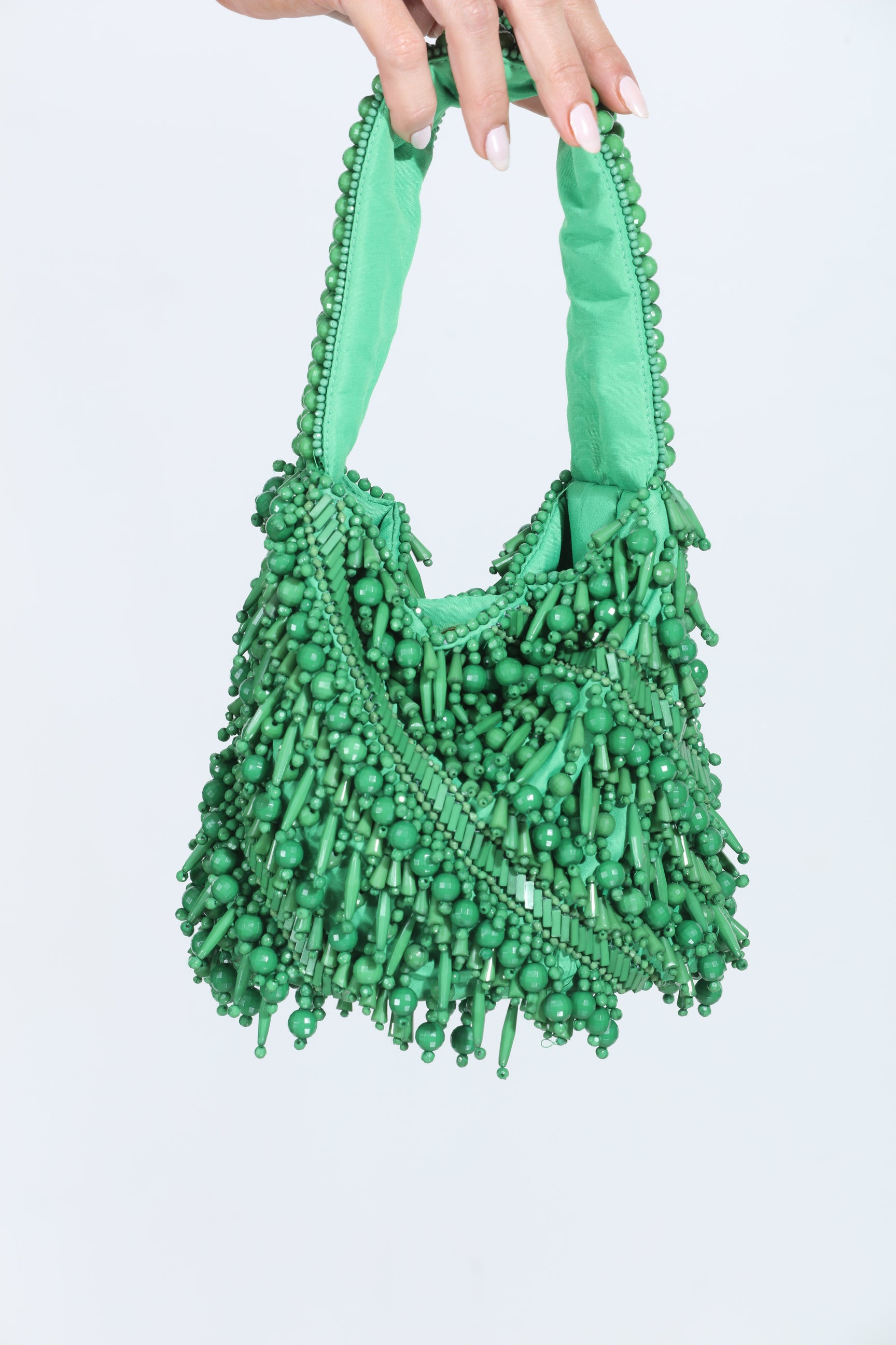 Meera Beaded Boho Bag-Kelly Green