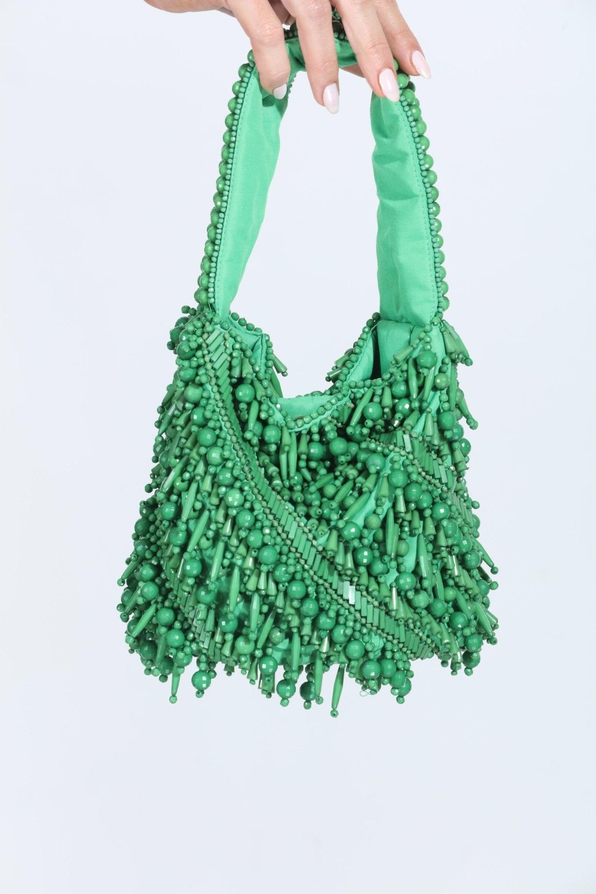 Meera Beaded Boho Bag-Kelly Green-FINAL SALE