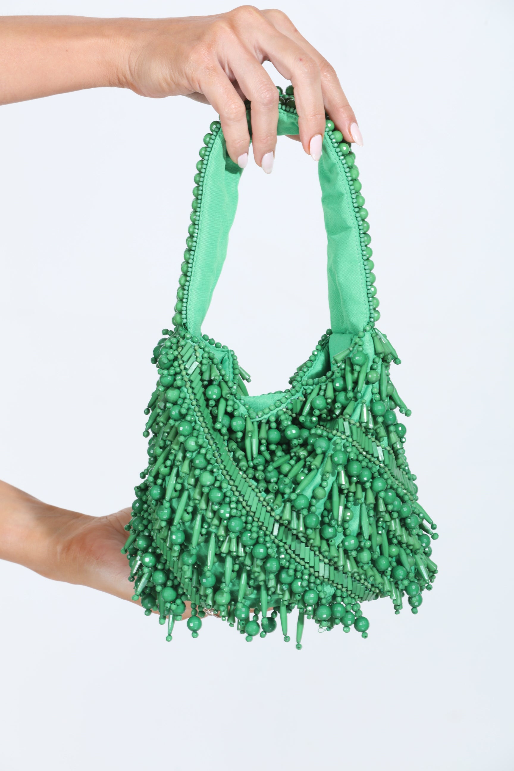 Meera Beaded Boho Bag-Kelly Green