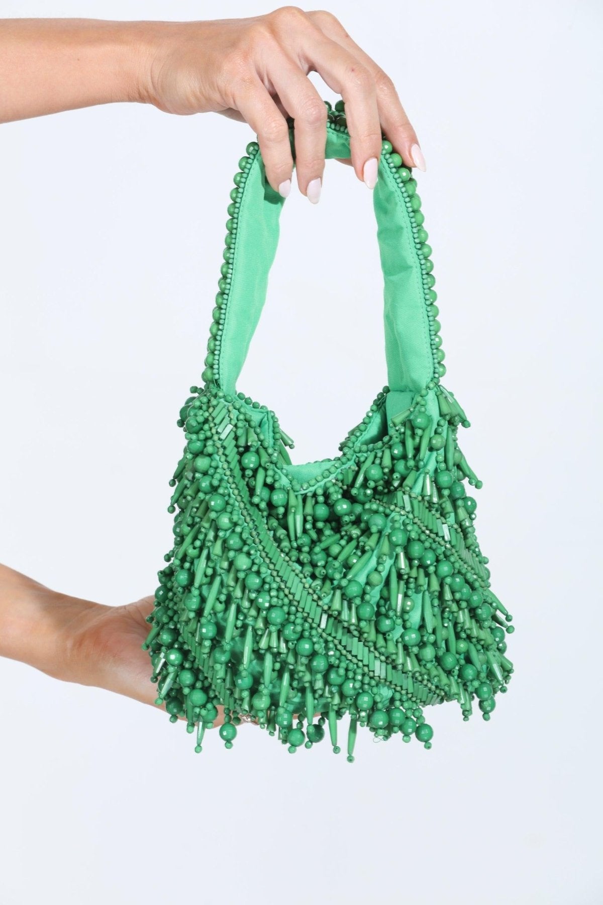 Meera Beaded Boho Bag-Kelly Green-FINAL SALE