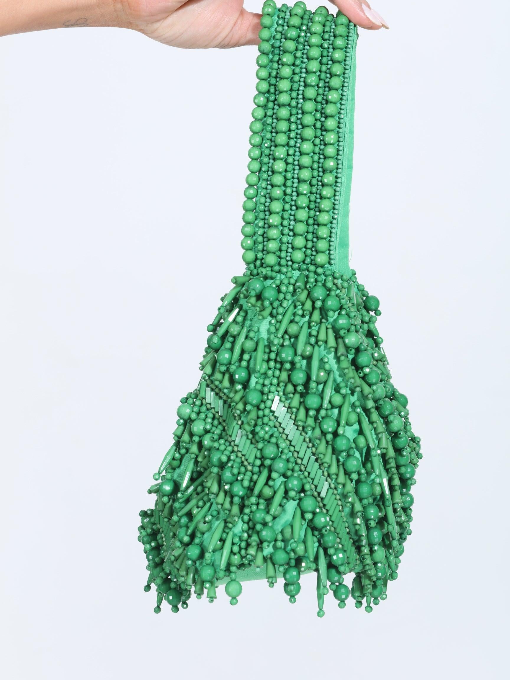 Meera Beaded Boho Bag-Kelly Green-FINAL SALE