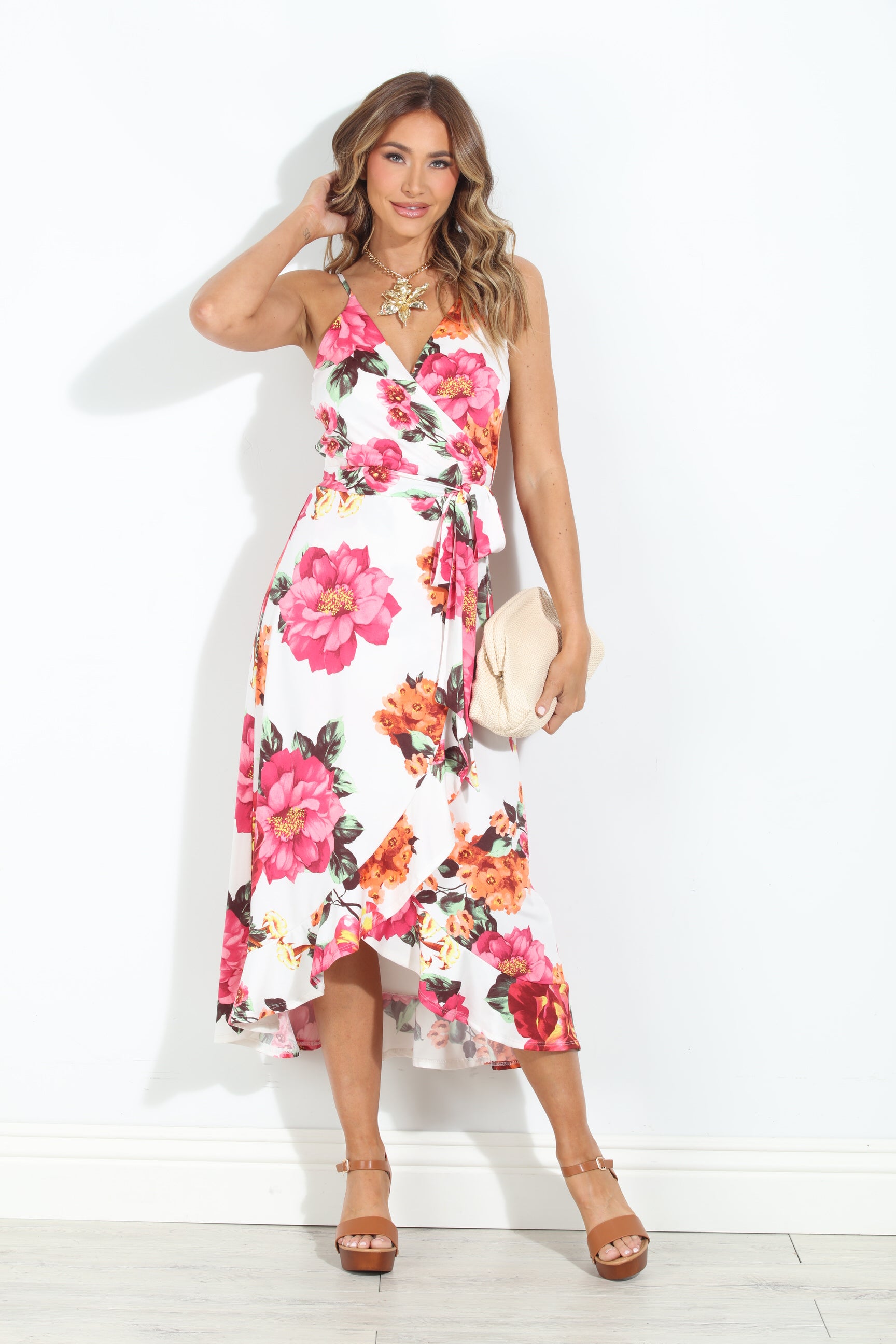 Vela Spaghetti Wrap Midi Dress-BEST SELLER