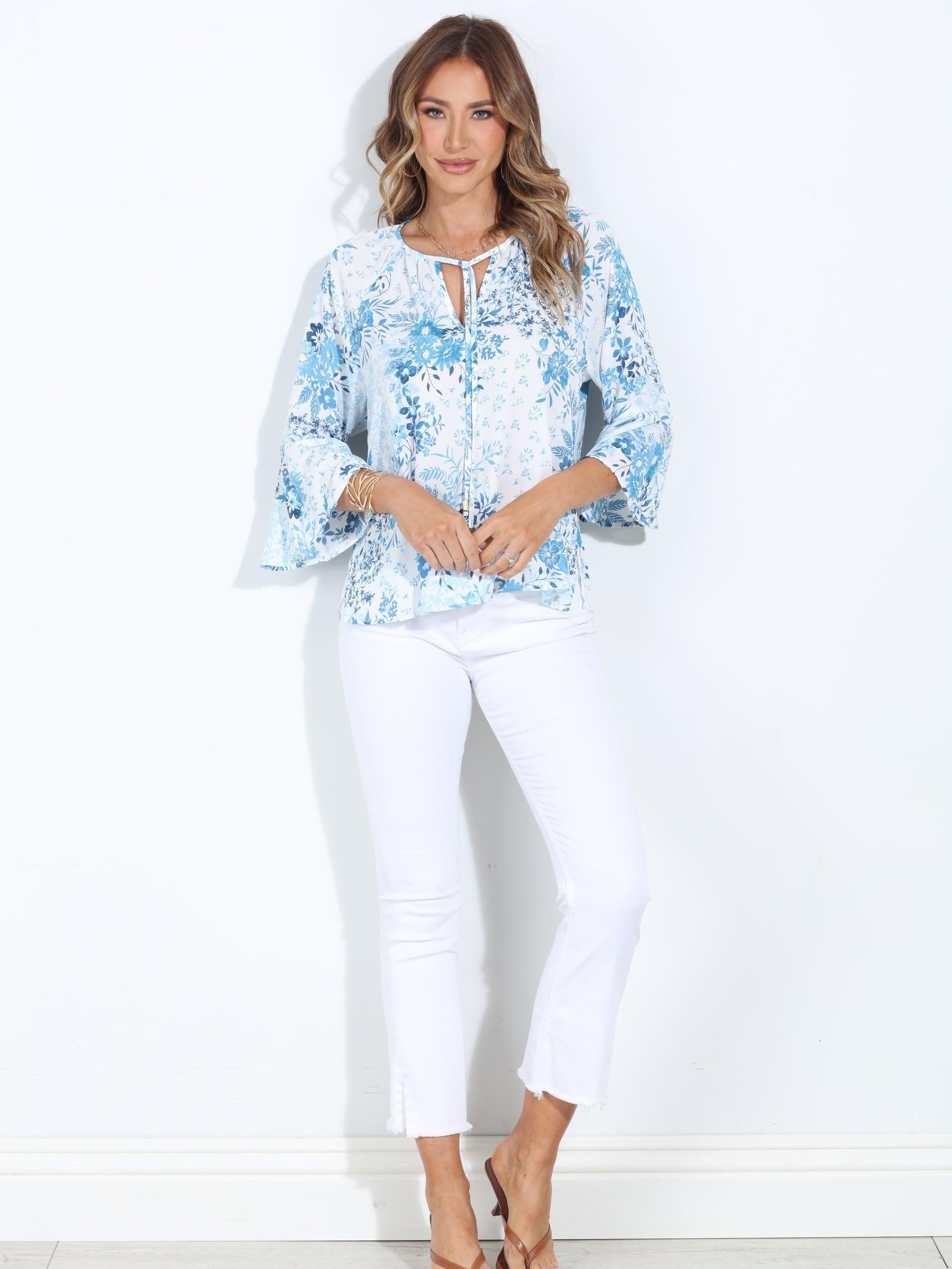 Tami Politan 3/4 Bell Sleeve Blouse-FINAL SALE