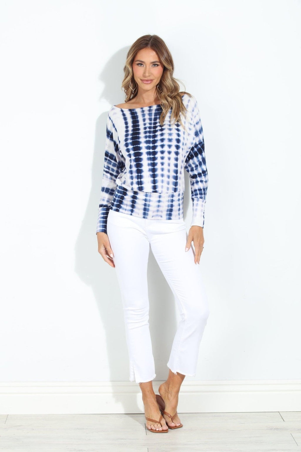 Blue and White TD Dolman Sleeve Top - BEST SELLER