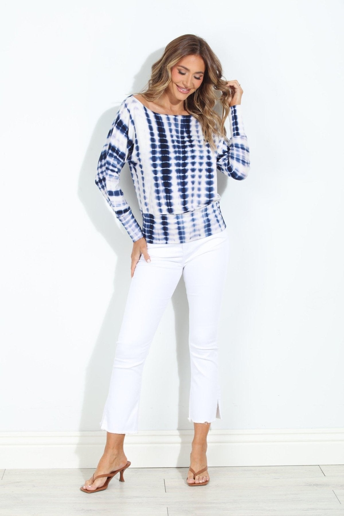 Blue and White TD Dolman Sleeve Top - BEST SELLER