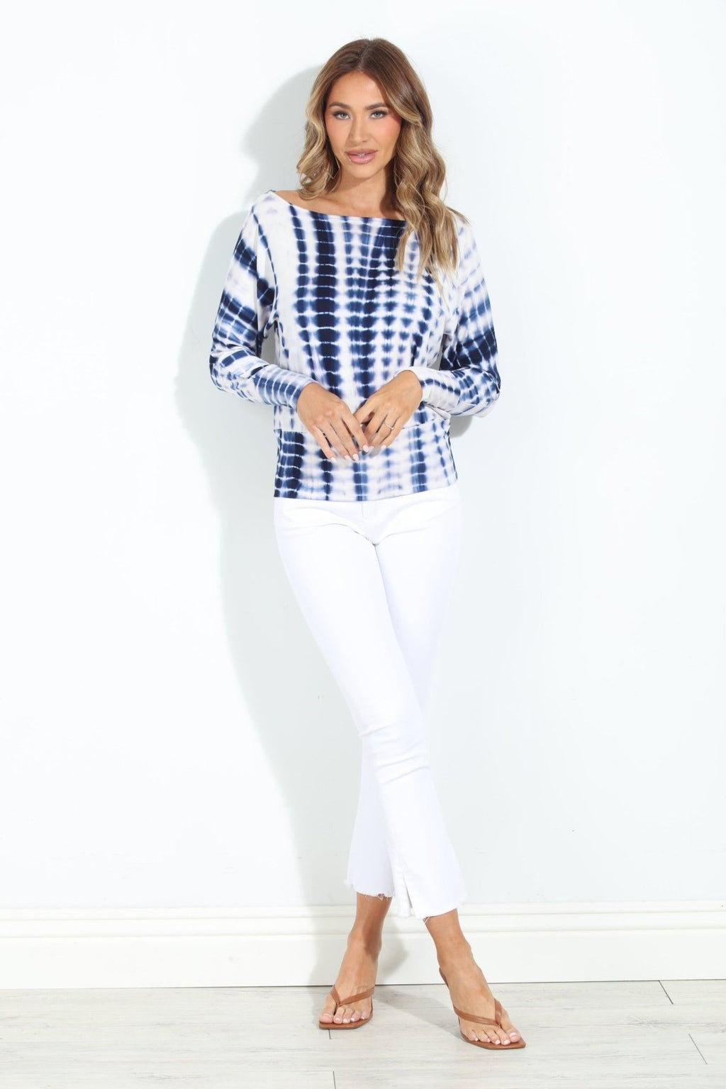 Blue and White TD Dolman Sleeve Top - BEST SELLER