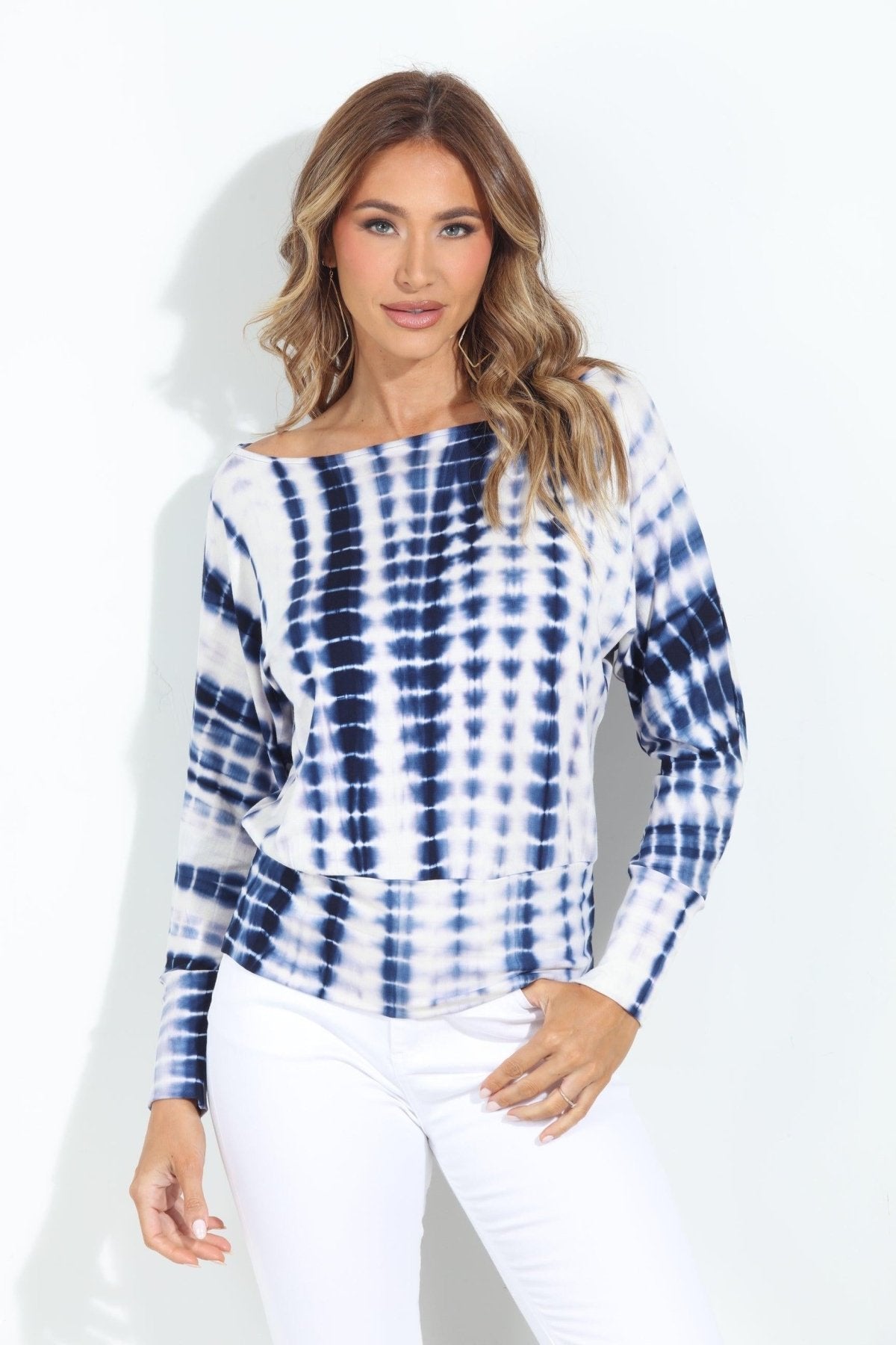 Blue and White TD Dolman Sleeve Top - BEST SELLER