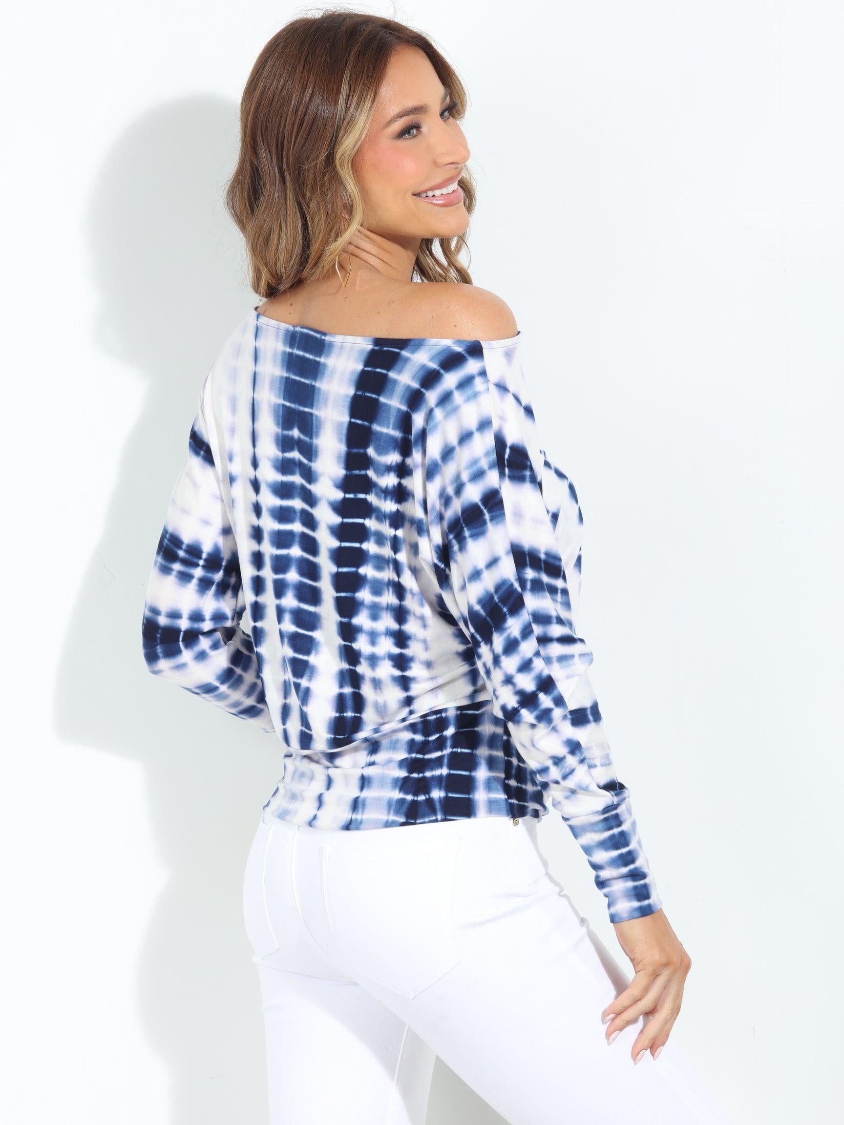 Blue and White TD Dolman Sleeve Top - BEST SELLER
