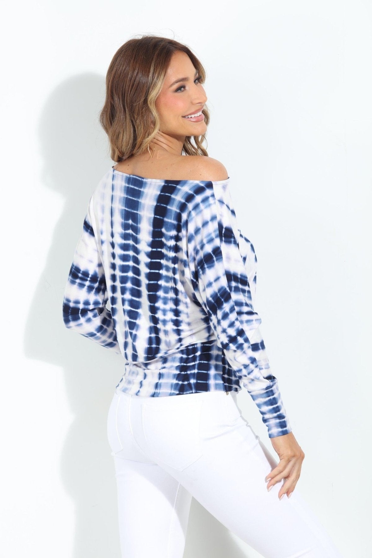 Blue and White TD Dolman Sleeve Top - BEST SELLER
