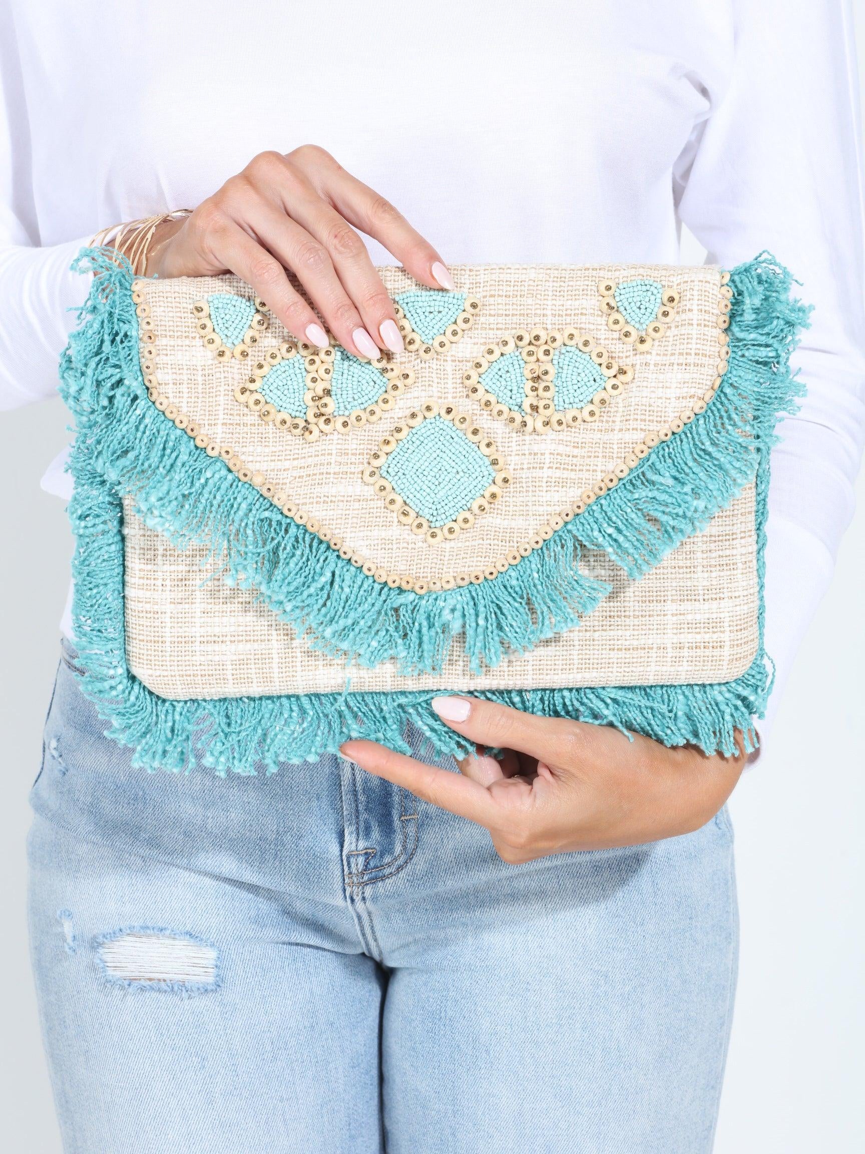 Rhodes Fringe Embroidered Clutch