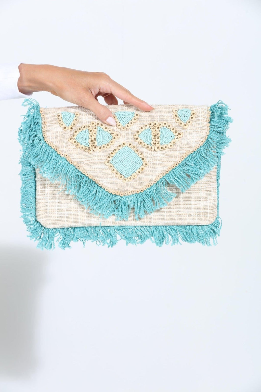 Rhodes Fringe Embroidered Clutch