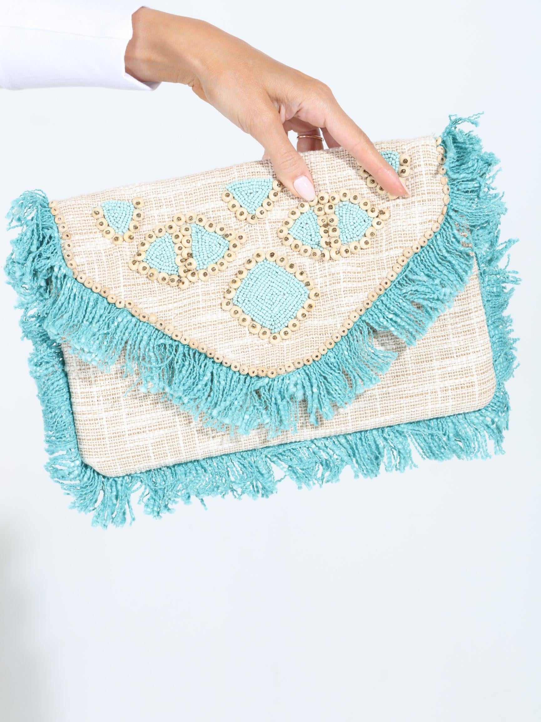 Rhodes Fringe Embroidered Clutch