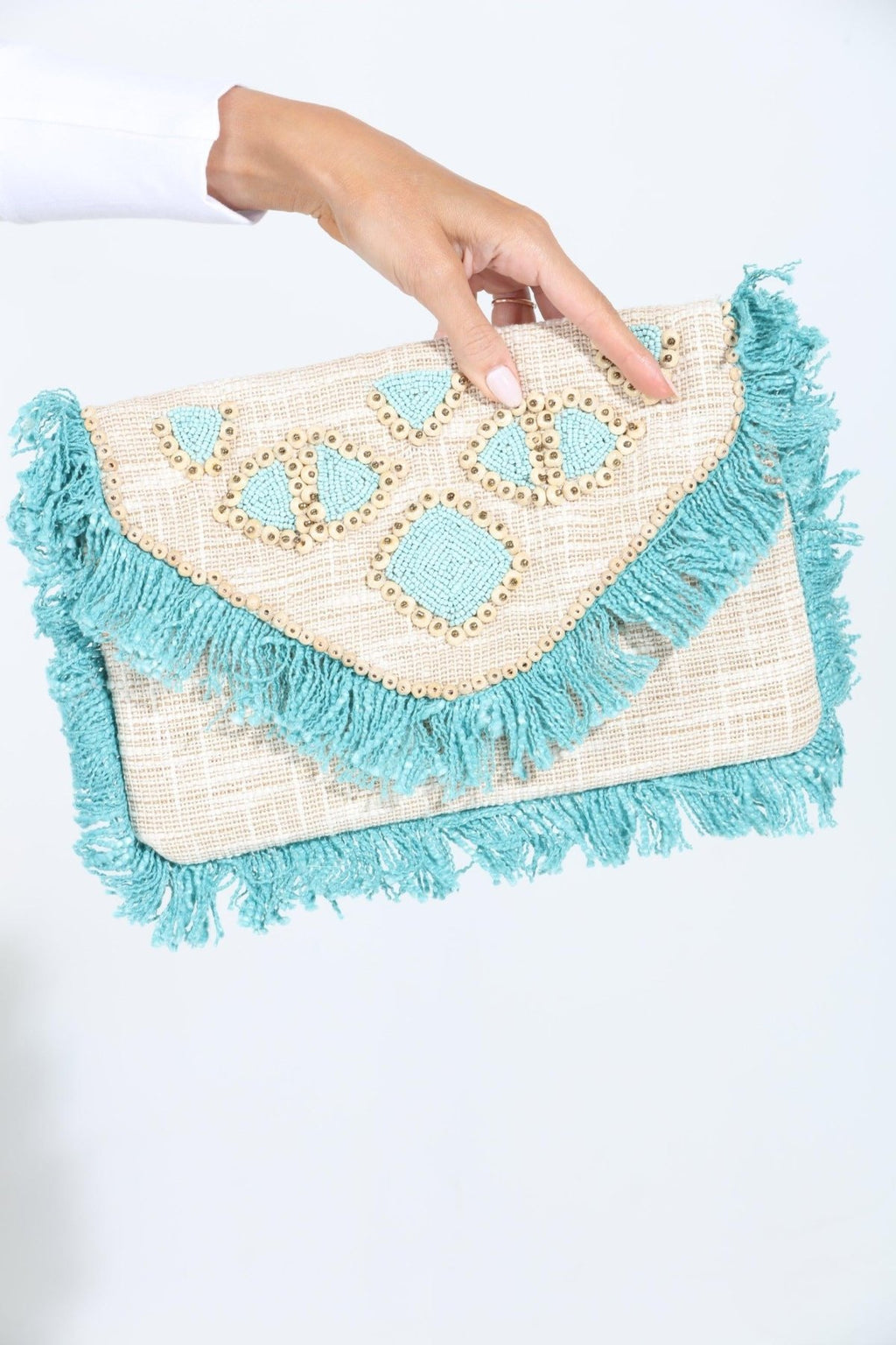 Rhodes Fringe Embroidered Clutch