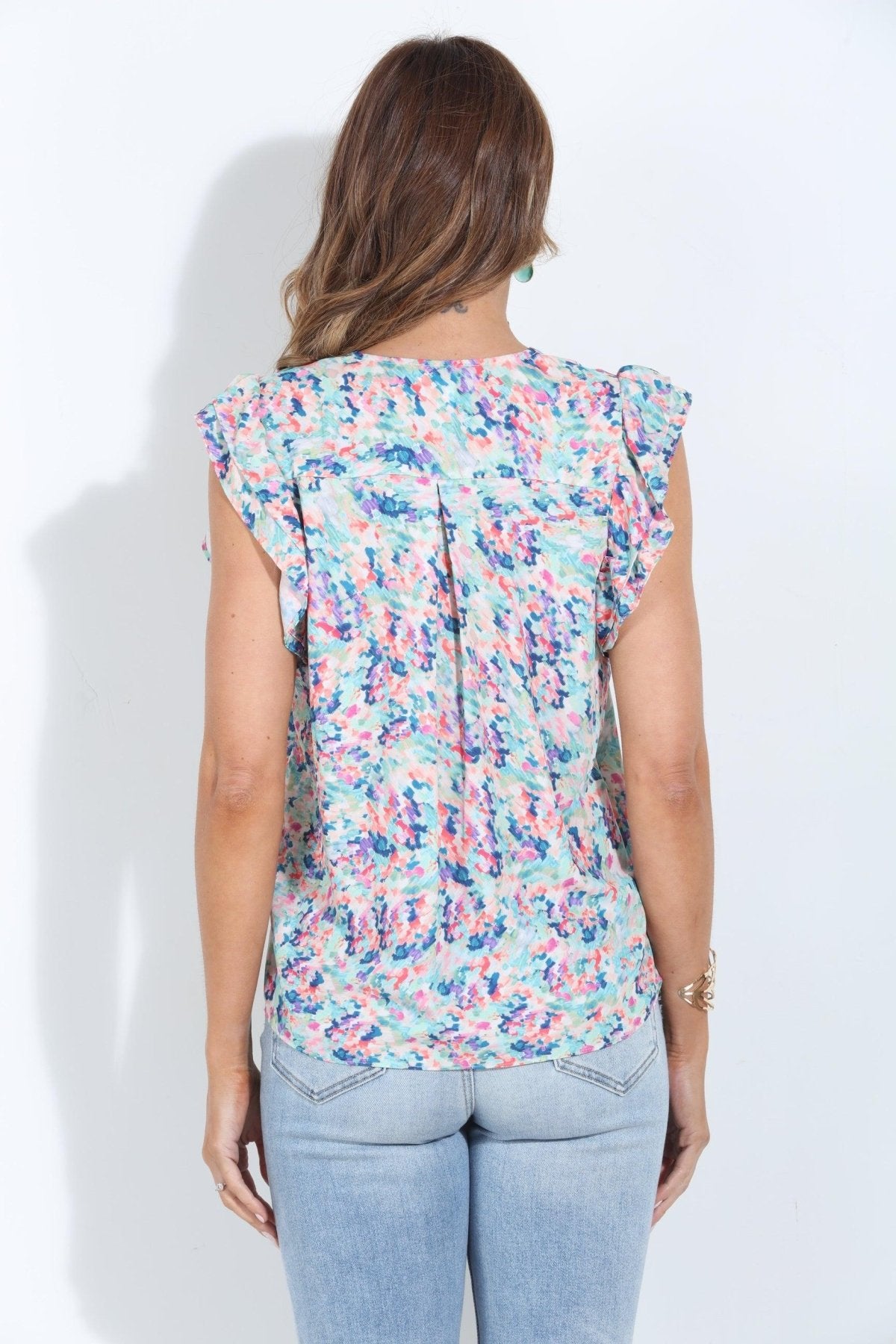 Nadi V-Neck Ruffle Blouse-FINAL SALE