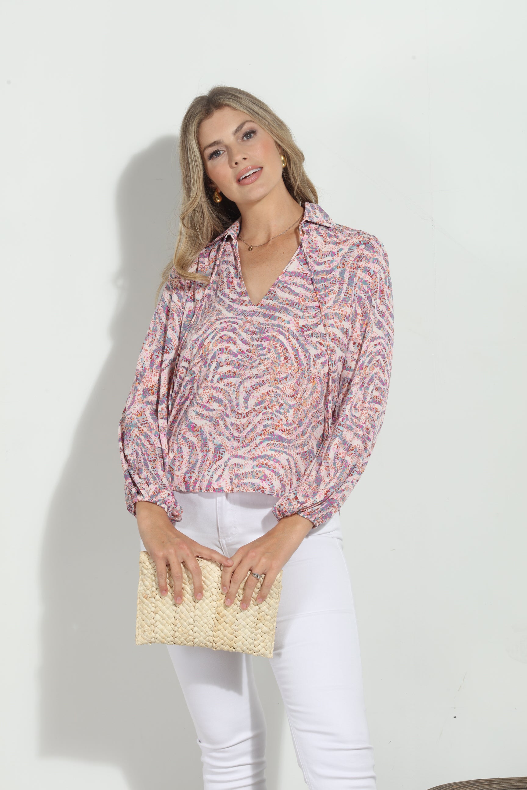 Devi Split-Neck Blouse-FINAL SALE