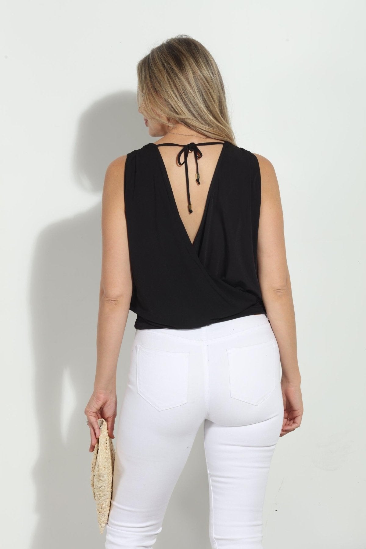 Black ITY Stretch Surplice Top - BEST SELLER