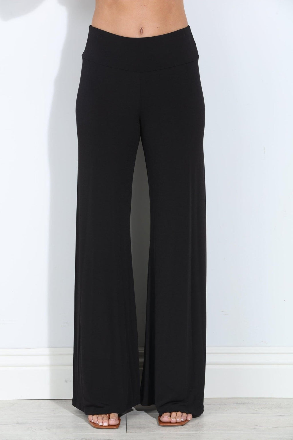 Black Stretch Wide Leg Pants-BEST SELLER