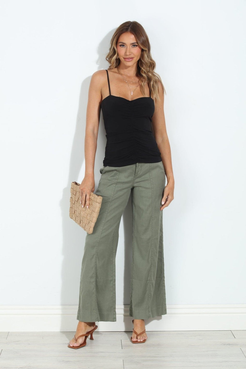 Black Ruched Tank-BEST SELLER