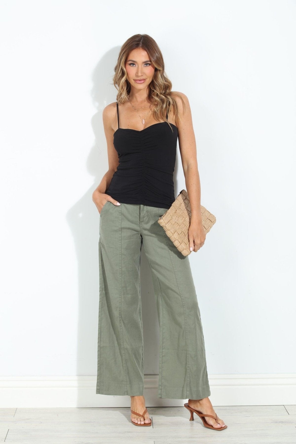 Black Ruched Tank-BEST SELLER