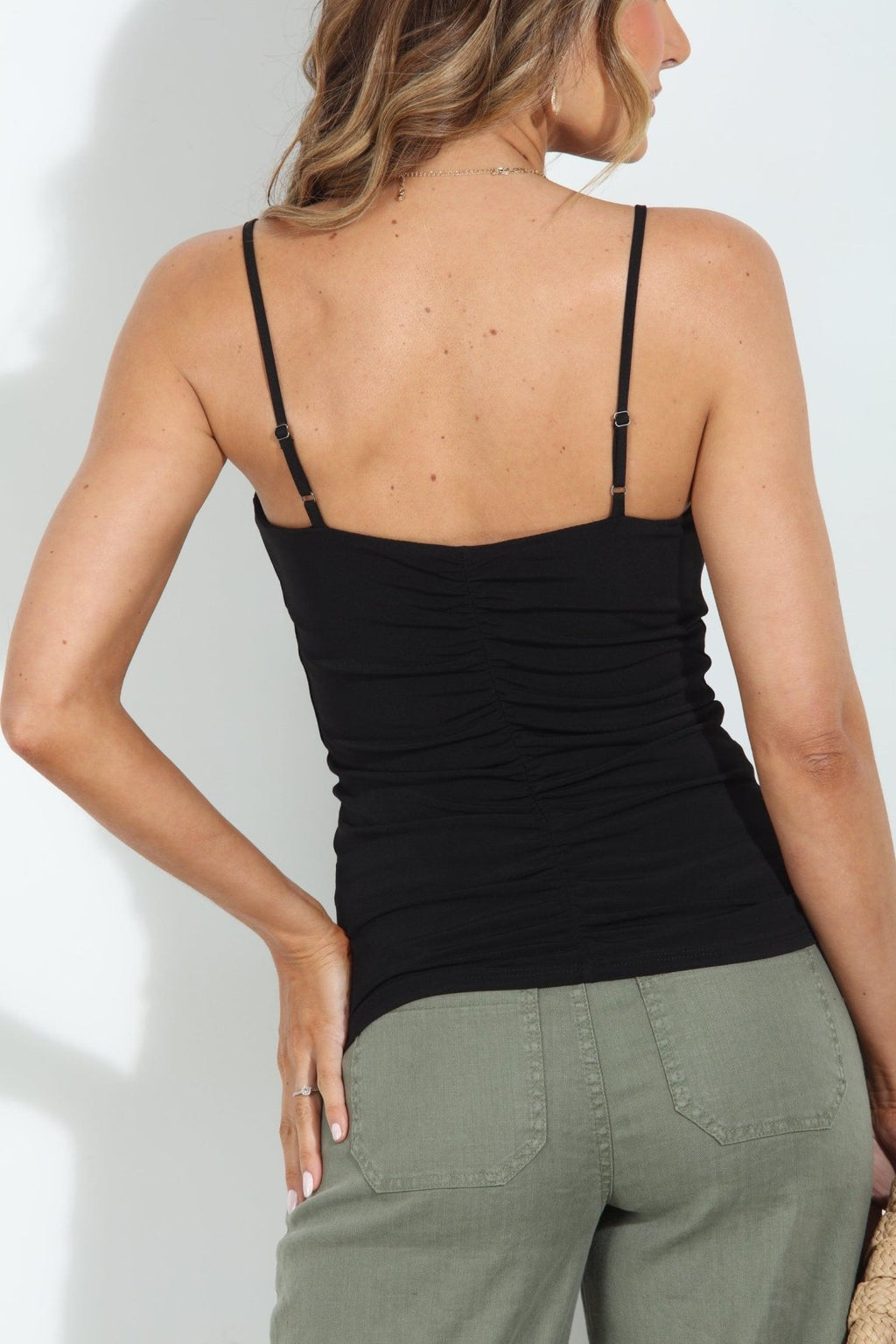 Black Ruched Tank-BEST SELLER