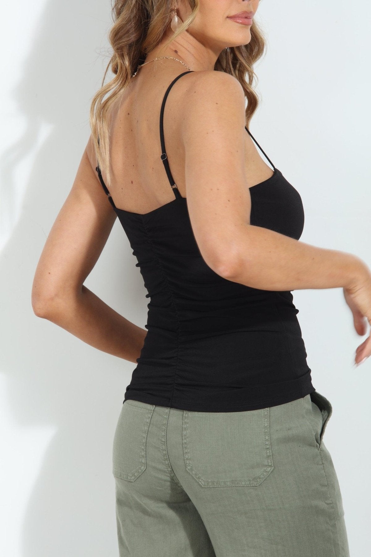 Black Ruched Tank-BEST SELLER
