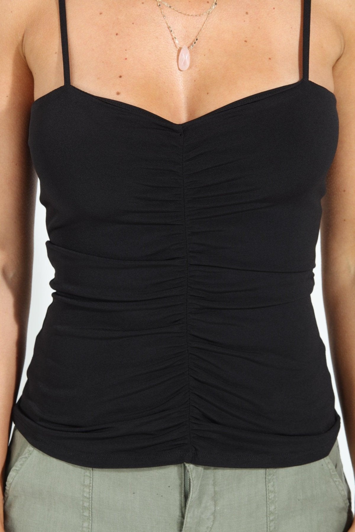 Black Ruched Tank-BEST SELLER