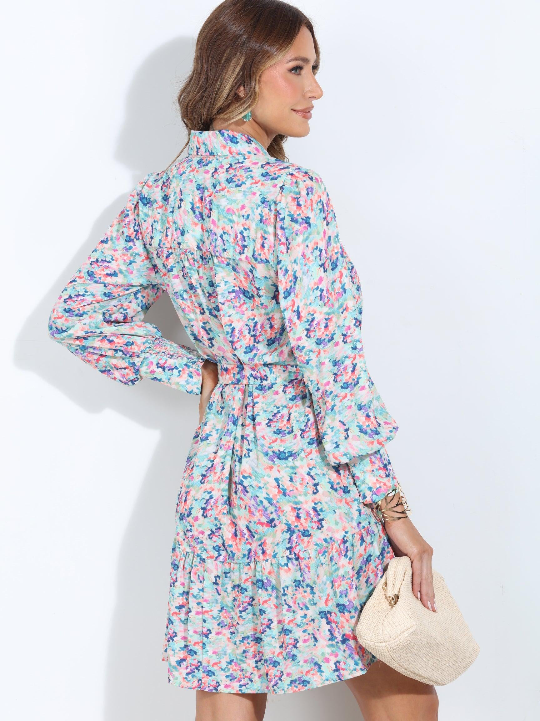 Nadi Ruffle Shirt Dress with Belt-FINAL SALE