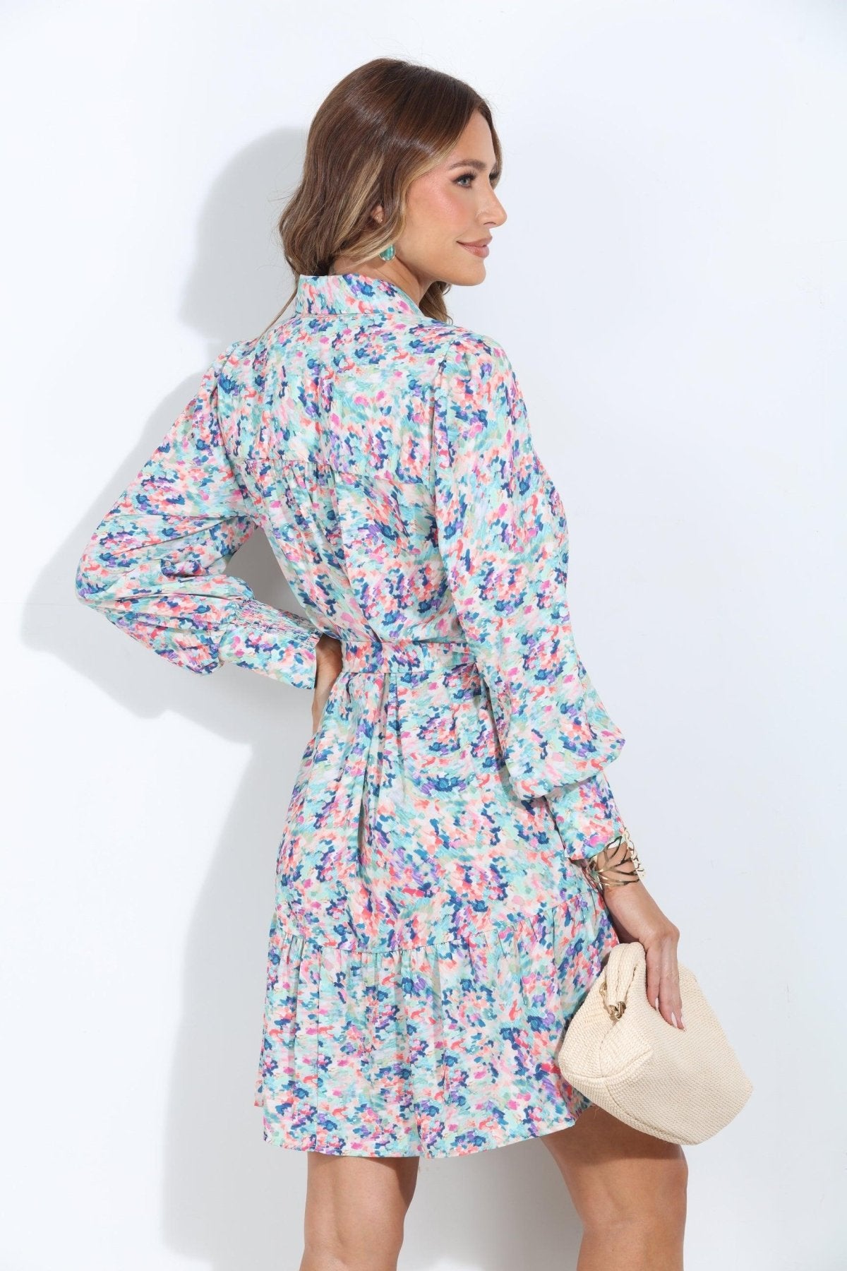 Nadi Ruffle Shirt Dress with Belt-FINAL SALE