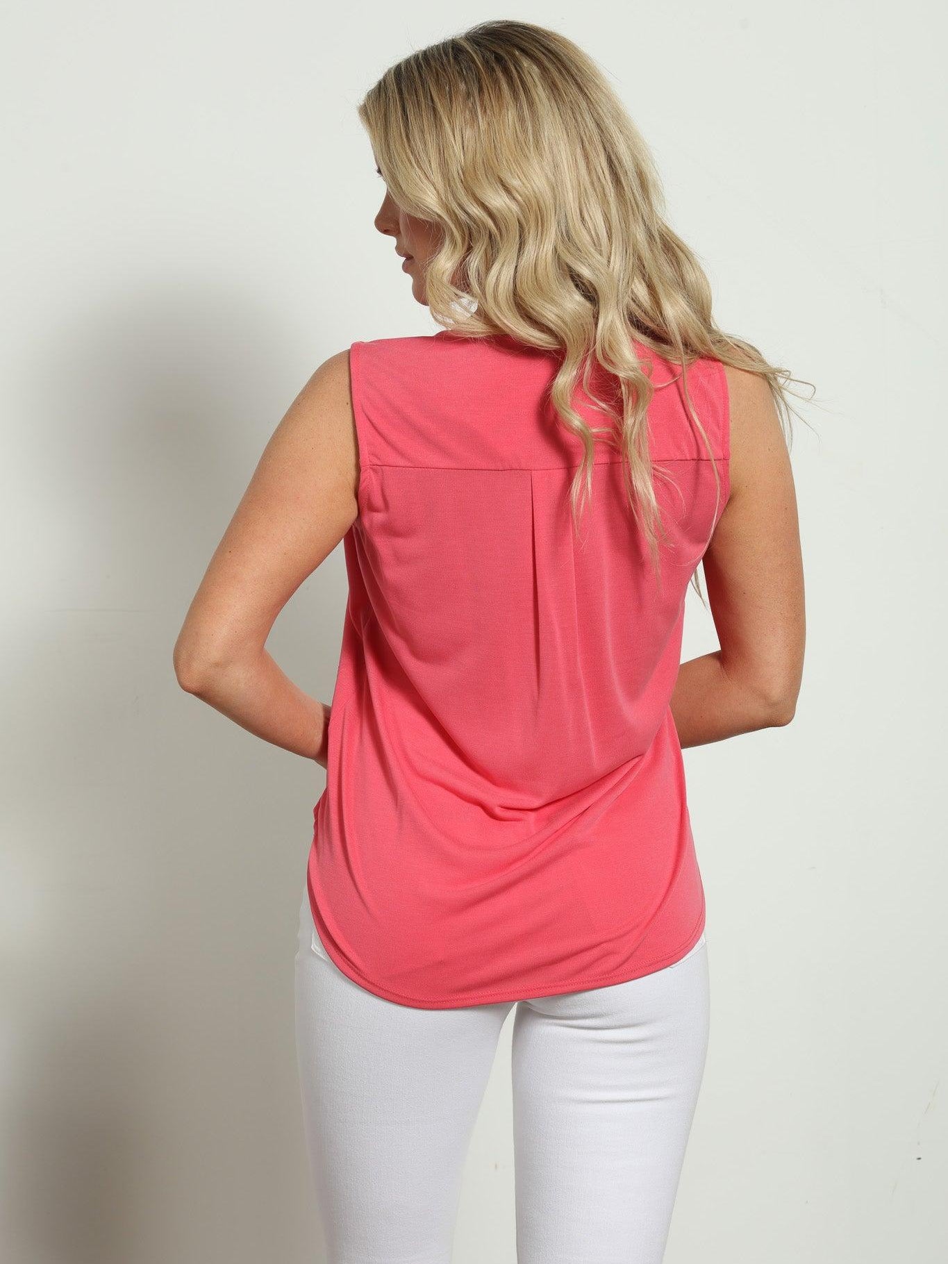 The Everyday Cupro Surplice Tank Coral-BEST SELLER