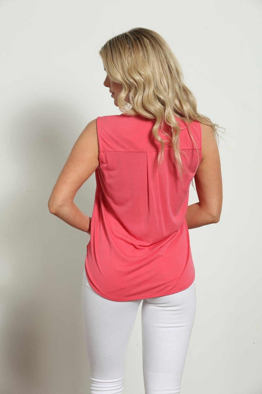 The Everyday Cupro Surplice Tank Coral-BEST SELLER