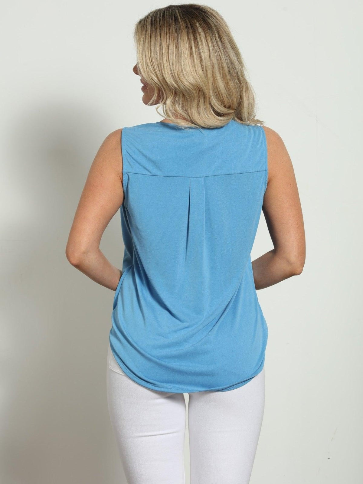 The Everyday Cupro Surplice Tank -Sky Blue