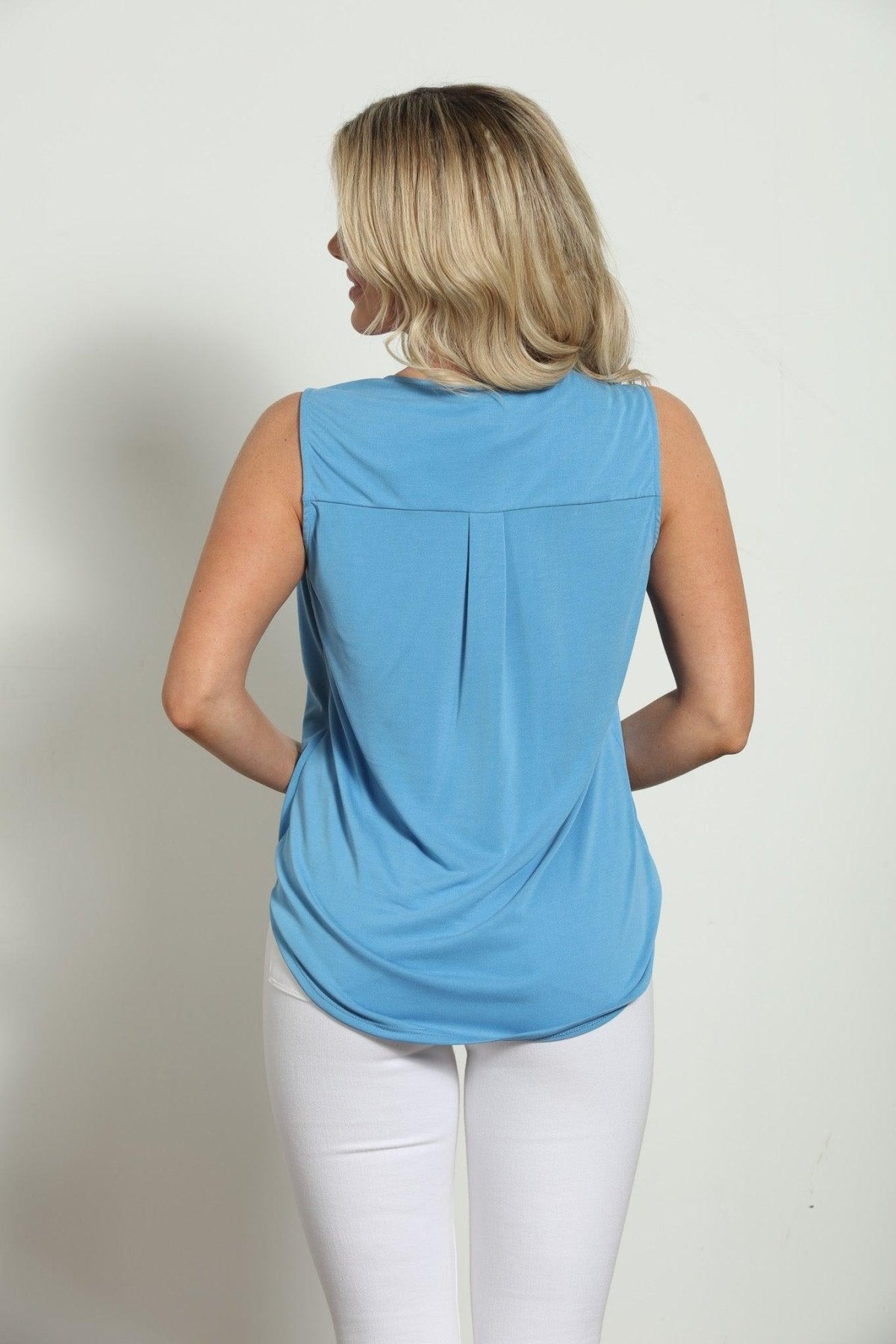 The Everyday Cupro Surplice Tank -Sky Blue