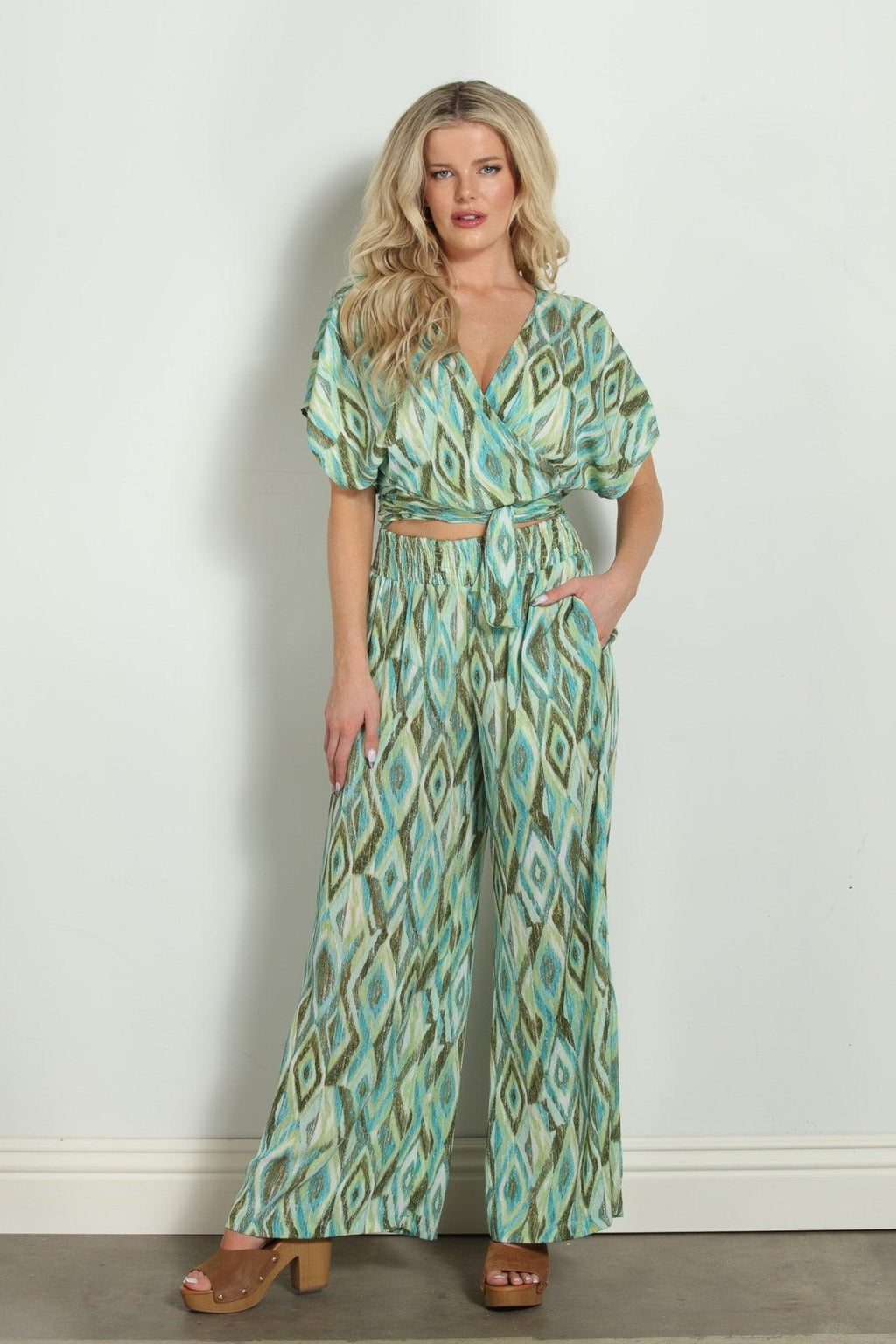 Tiki Mom Cropped Wrap Top-FINAL SALE