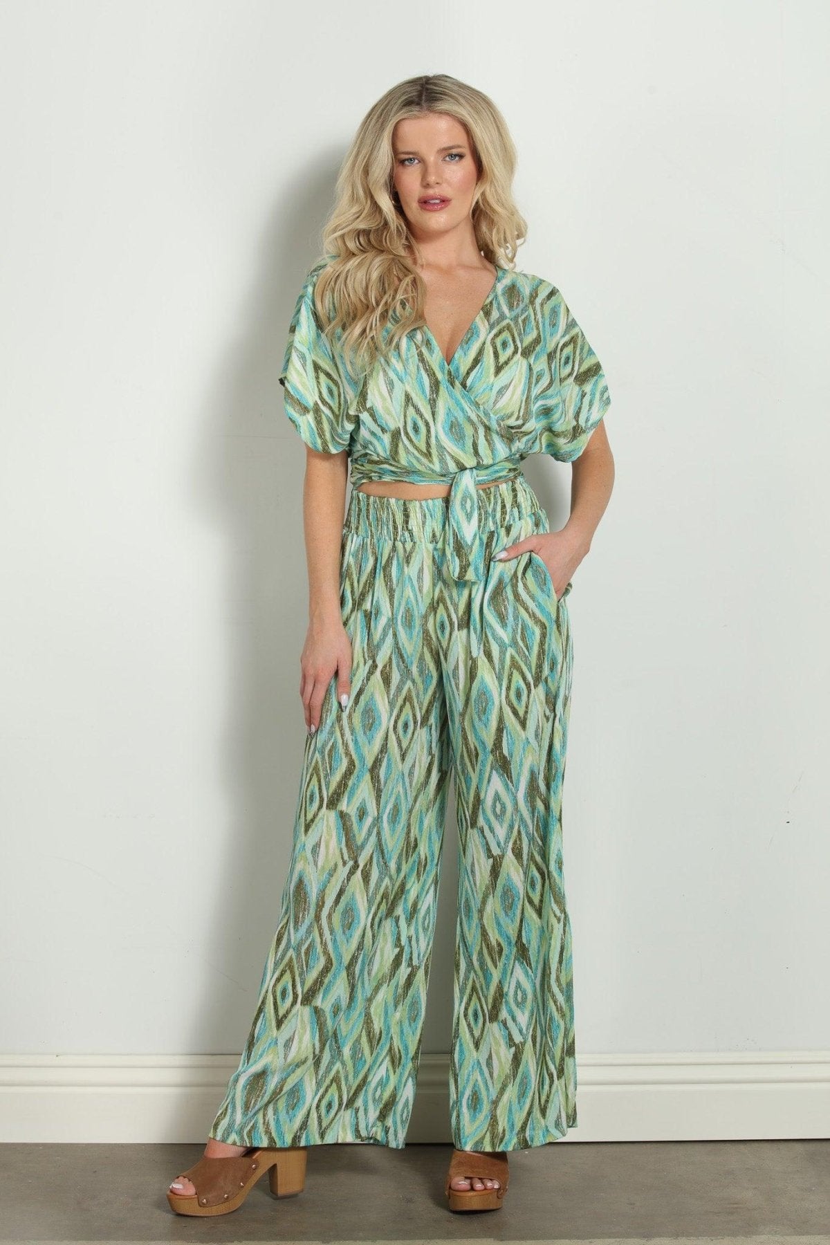 Tiki Mom Cropped Wrap Top-FINAL SALE