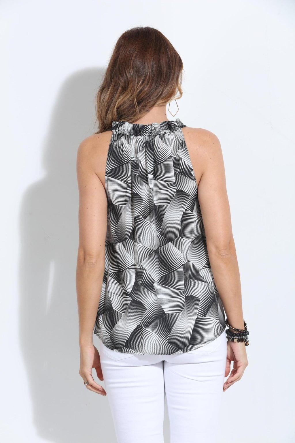 Veda Pleated Neck Halter Blouse-FINAL SALE