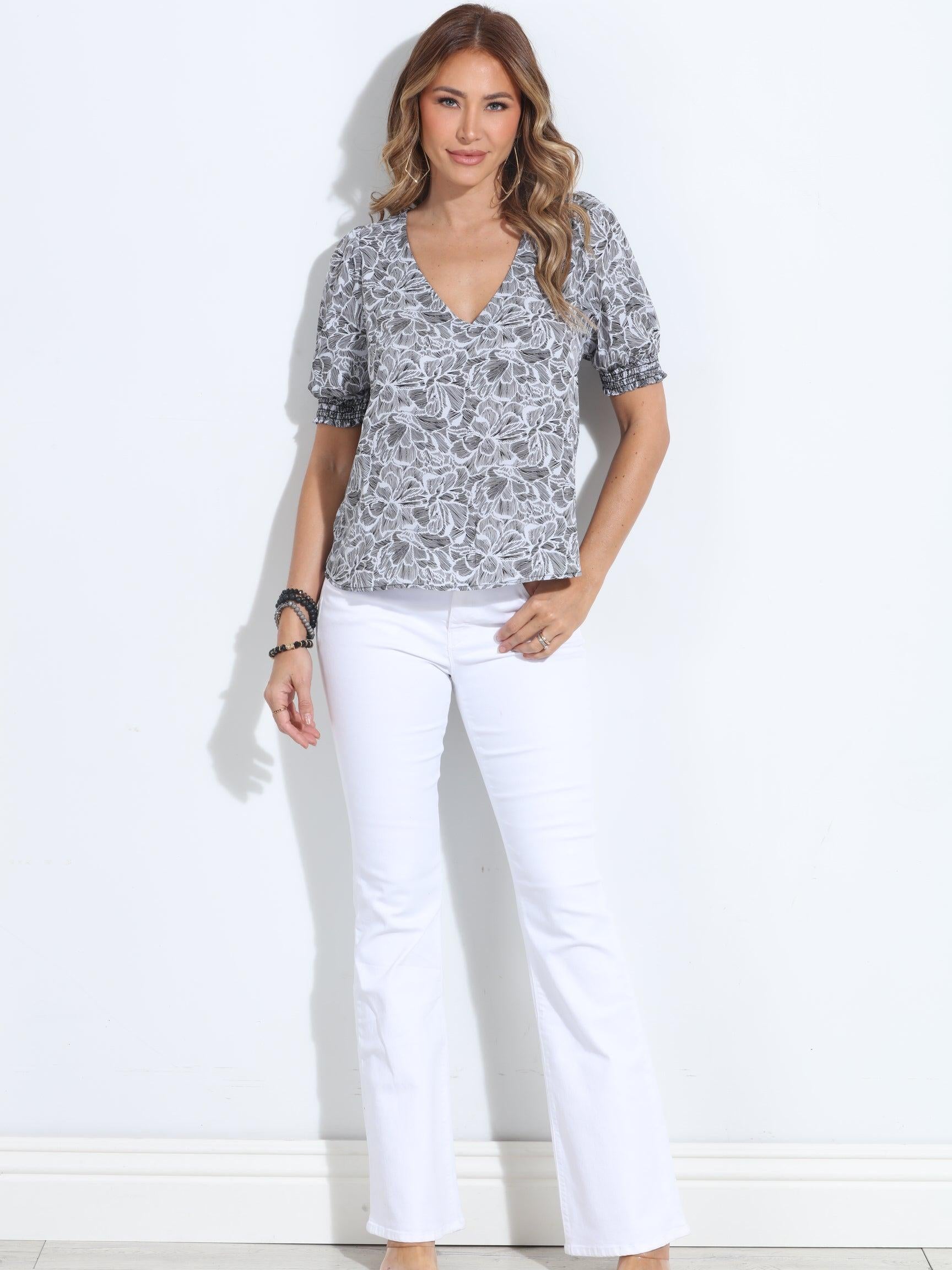 Sarah Woven Puff Sleeve Tee