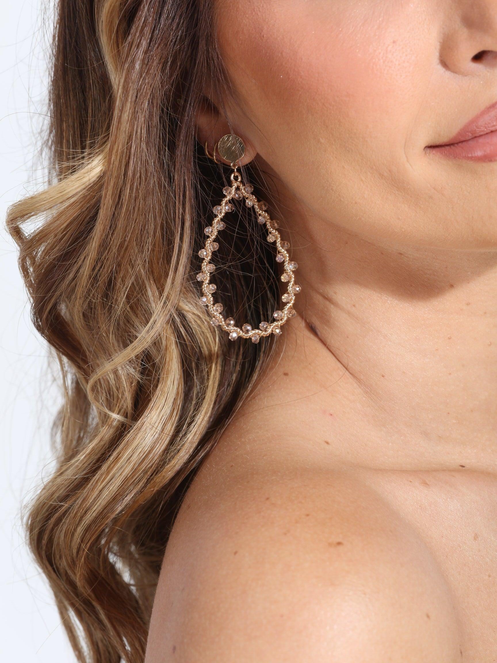 Mara Blush and Gold Teardrop Earrings