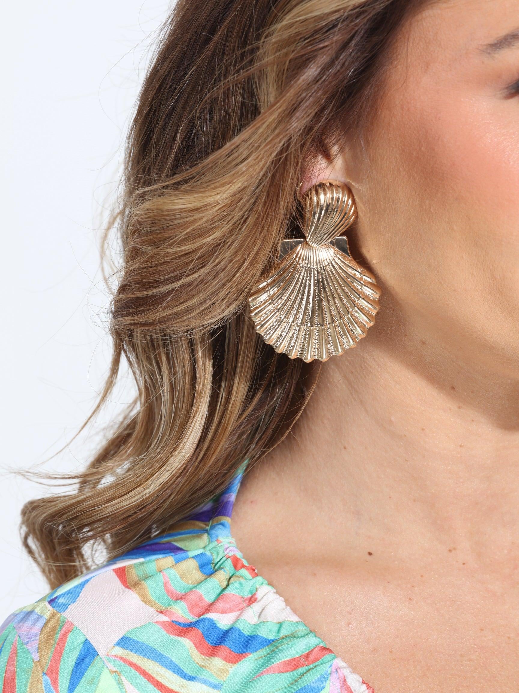 Vida Gold Shell Earrings-FINAL SALE