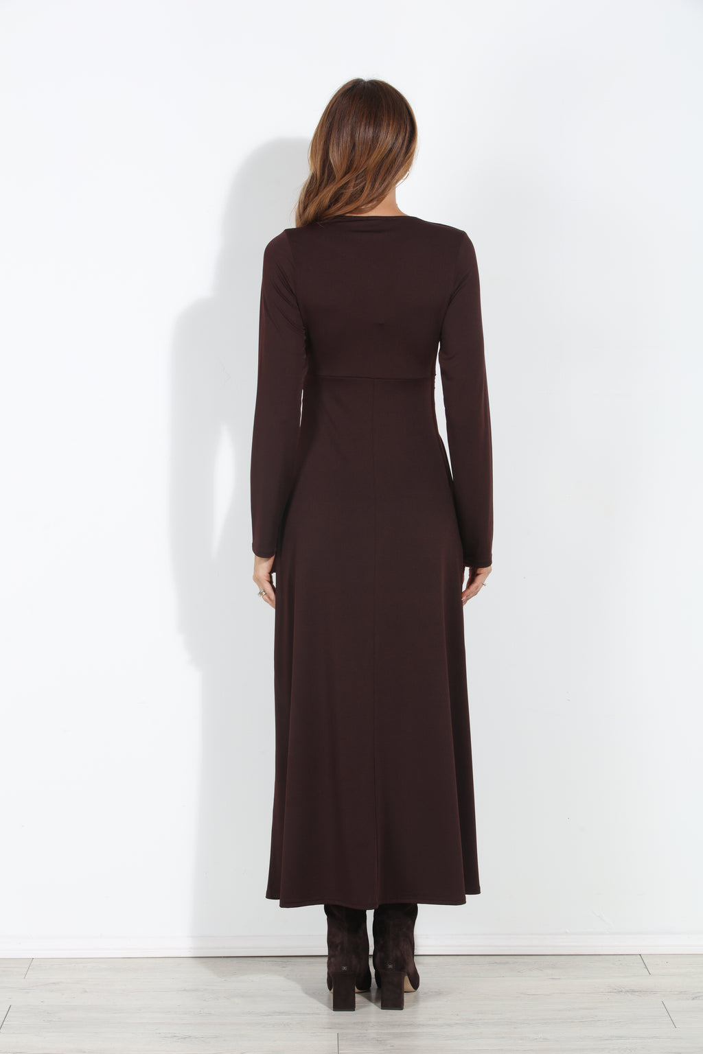 Espresso Stretch Twist Long Sleeve Maxi