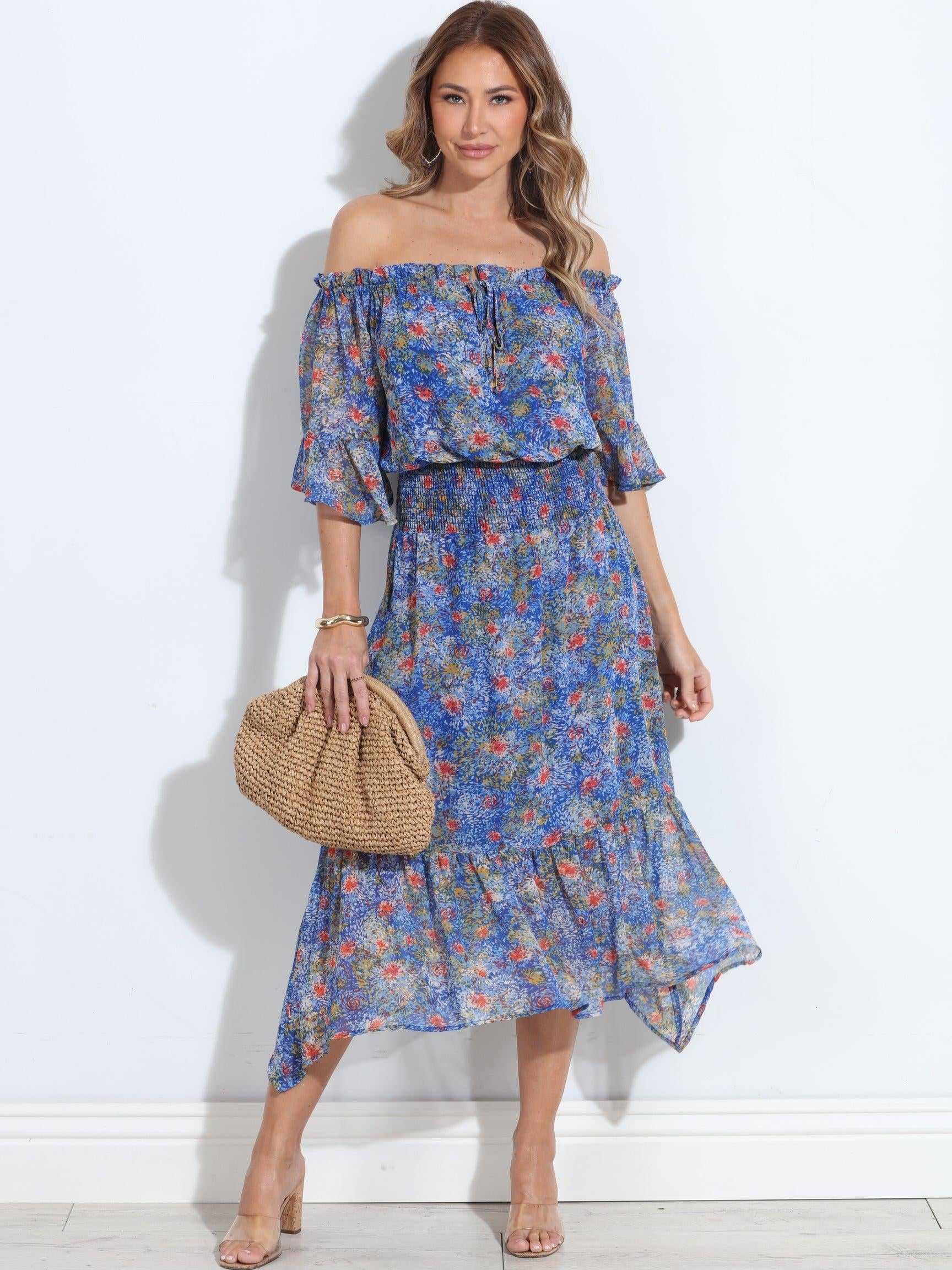 Elba OTS Ruffle Maxi-FINAL SALE