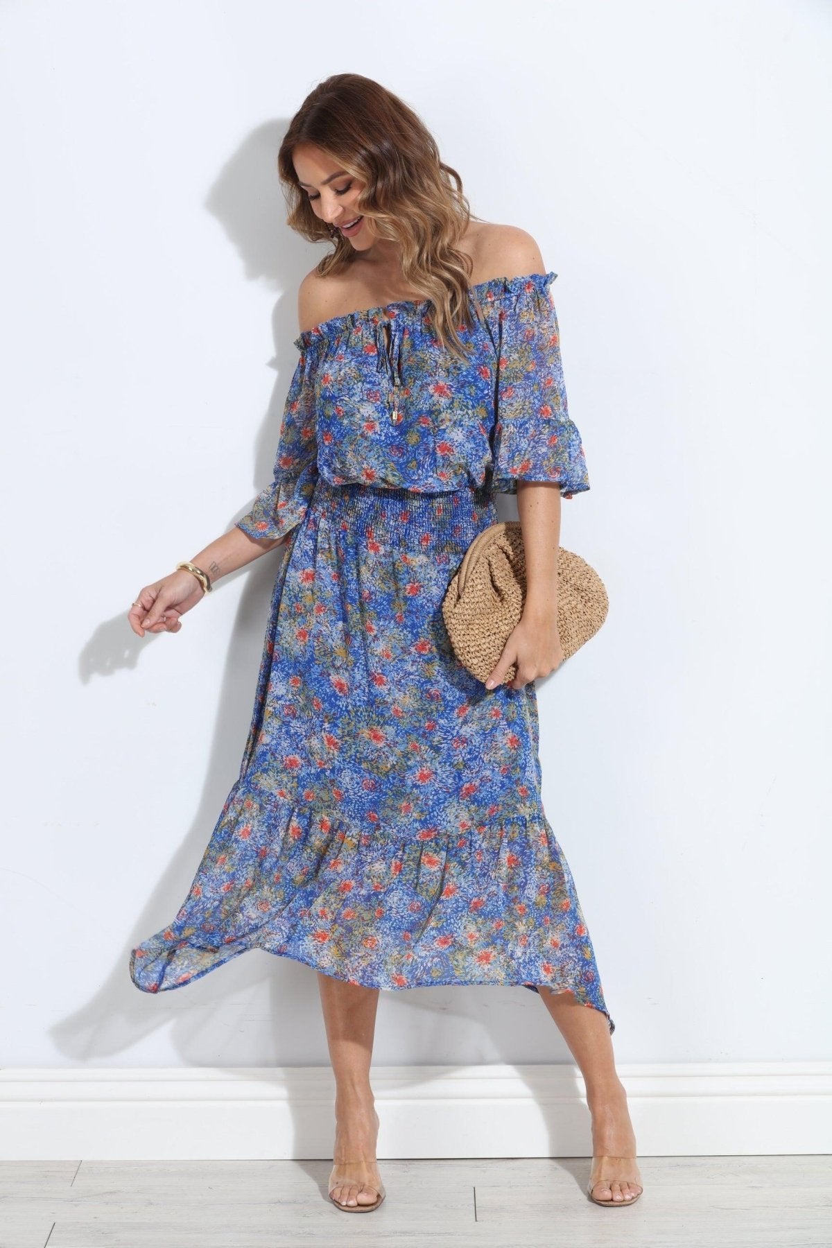 Elba OTS Ruffle Maxi-FINAL SALE