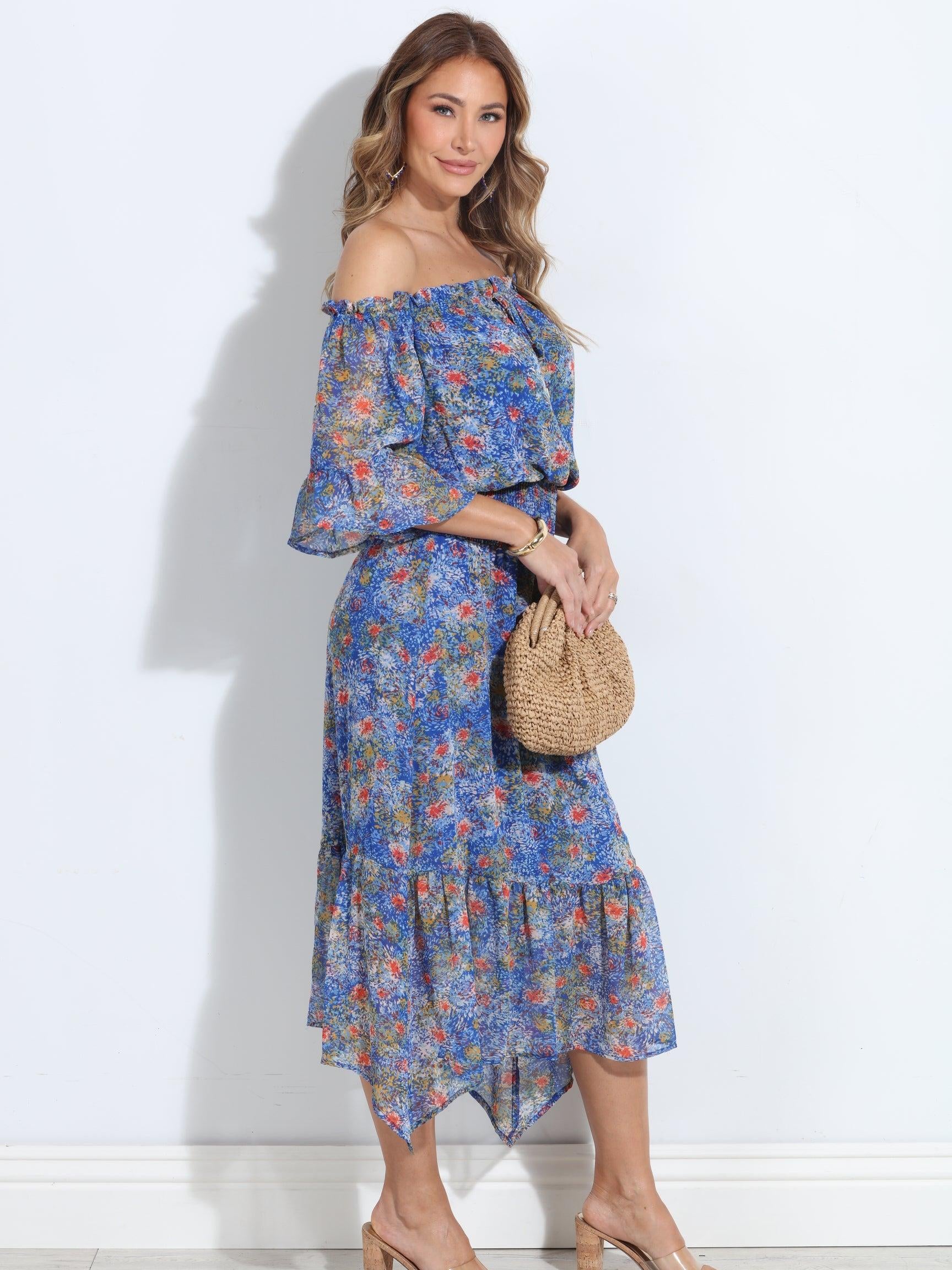 Elba OTS Ruffle Maxi-FINAL SALE