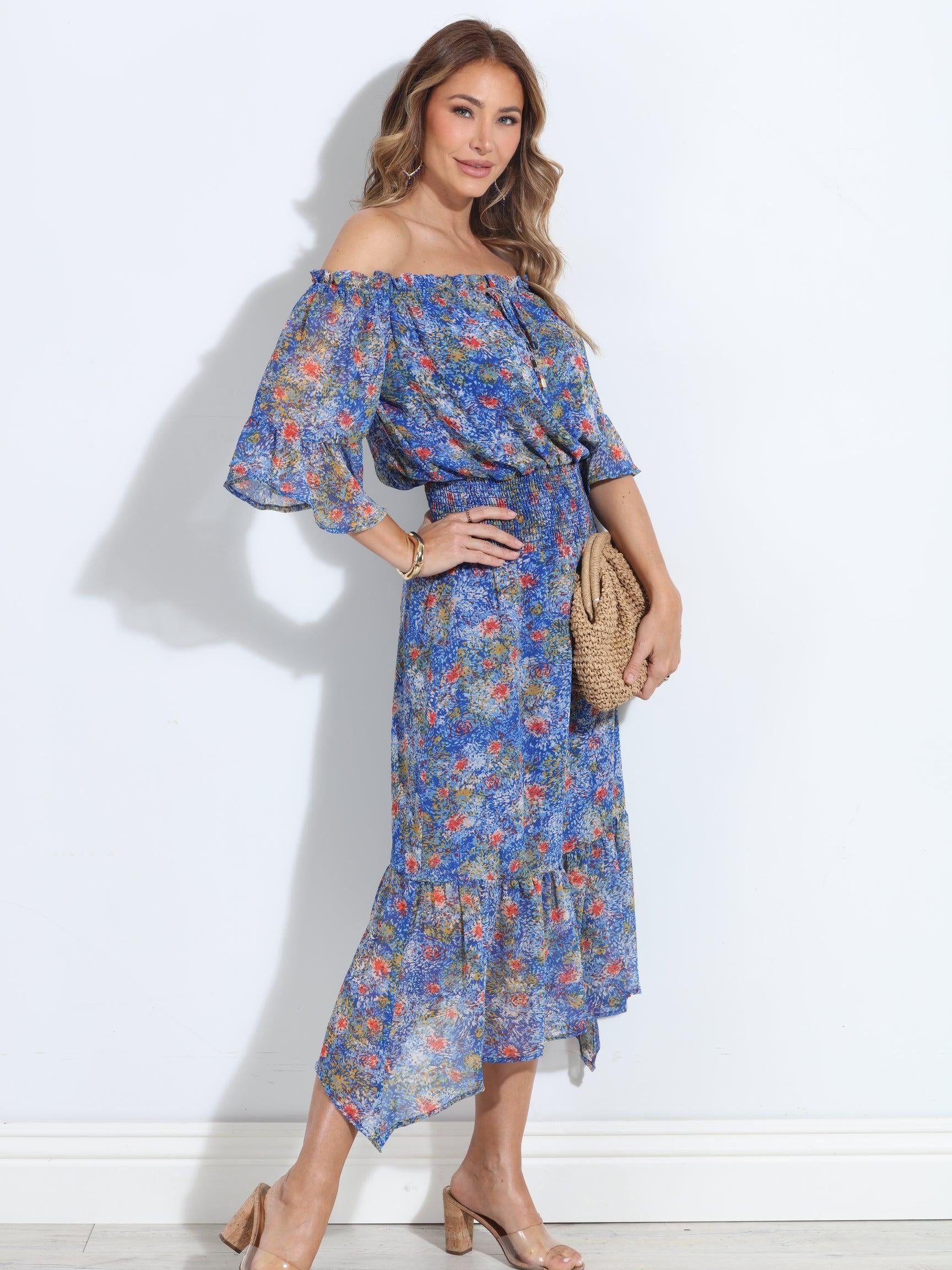 Elba OTS Ruffle Maxi-FINAL SALE